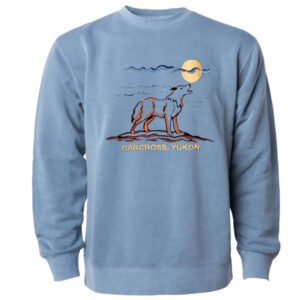 Adult Crewneck Sweat with Embroidery Outline Wolf and Town Name.