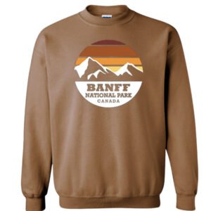 Adult Crewneck Sweat with Mountain in Circle and Town Name.