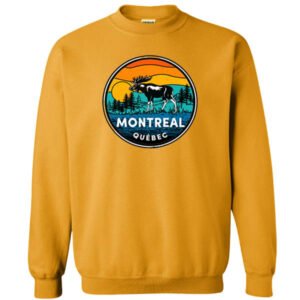 Adult Crewneck Sweat with Moose and Town Name.