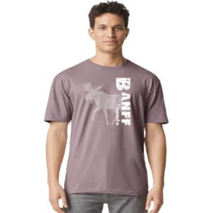 Adult T-Shirt with Moose Design and Town Name.