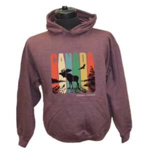 YOUTH HOOD WITH RETRO CANADA,MOOSE AND EAGLE & TOWN NAME