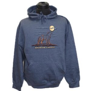 Adult Hood with Full Front Embroidery Outline Wolf and Town Name.