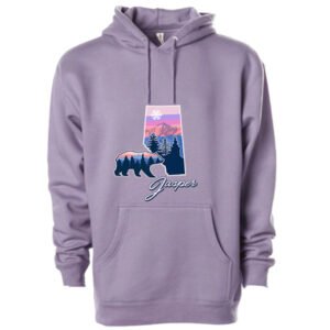 Adult hood with Alberta Map/bear and trees and Town Name