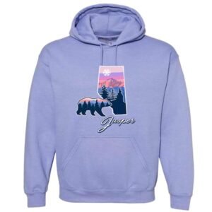 Adult hood with Alberta Map/bear and trees and Town Name