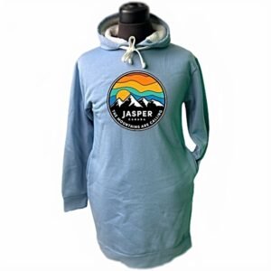 Adult Lounge Sherpa Hoodie with Sunset Multicolor Mountain with Town Name