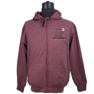 Adult Hood with Pocket Embroidery Outline Wolf and Town Name