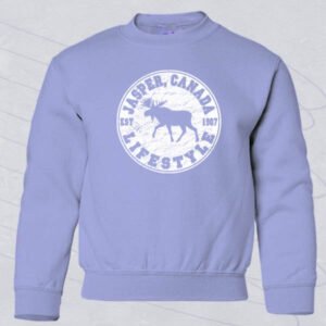 KIDS CREWNECK WITH MOOSE LIFESTYLE IN CIRCLE AND TOWN NAME