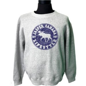Nantucket Crewneck with with Moose Lifestyle in Circle and Town Name.