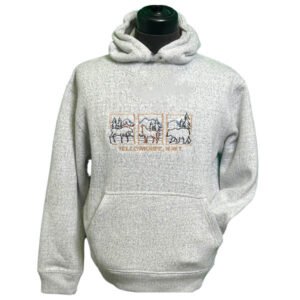 Adult Nantucket Hood with Full Front Embroidery Wolf,Bear&Moose Outline and Town Name