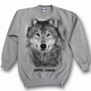 Adult Crewneck Sweat with Wolf Head Design with Town Name.