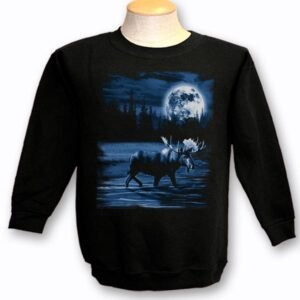 ADULT CREWNECK SWEAT WITH MOOSE NIGHT SCENE & TOWN NAME