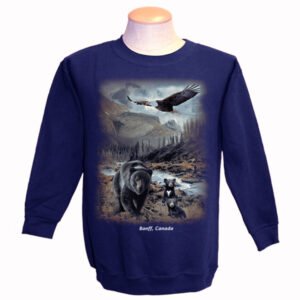 Adult Crewneck Sweat  with Black Bear Cubs with Flying Eagle Design and Town name