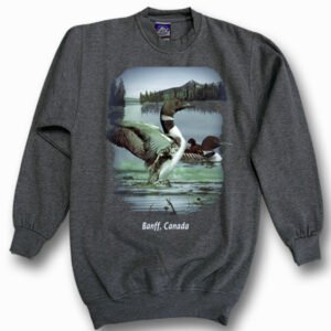 Adult Crewneck Sweat with Wildlife Loons Design and Town Name