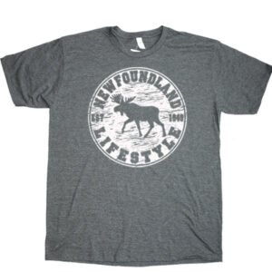 Adult Heather T-Shirt with Moose Lifestyle & Town Name