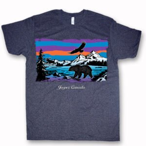 Adult T-Shirt with Wildlife Mountains Design and Town Name
