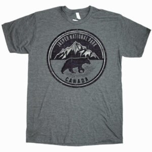 Adult T-Shirt with Mountains Black Bear Design and Town Name