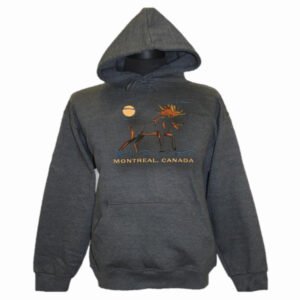 Adult Hood with Full Front Embroidery Outline Moose and Town Name
