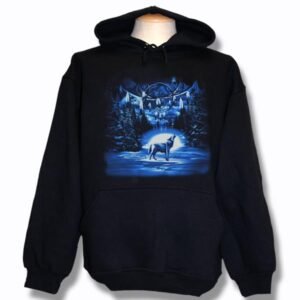 ADULT HOOD WITH DREAMCATCHER /WOLF & TOWN NAME