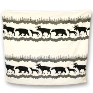 Jasper Animals Wht/Blk Fun Fur Blanket