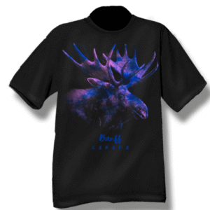 Black Adult t-shirt with Rainbow Moose