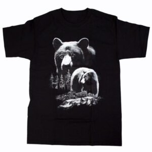 ADULT T-SHIRT WITH QUADRATONE BLACK BEAR & TOWN NAME