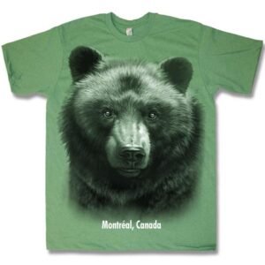 Adult T-Shirt Heather with Black Bear Head Design with Town Name.