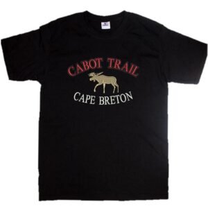 black adult t-shirt with Collegiate emb with moose