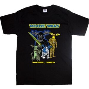black adult t-shirt with Moose wars